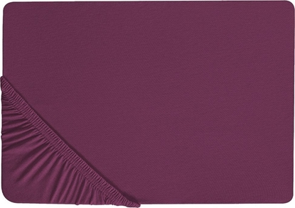 Изображение Beliani Baweniane przecierado z gumk 160 x 200 cm burgundowe JANBU