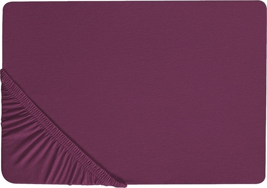 Изображение Beliani Baweniane przecierado z gumk 160 x 200 cm burgundowe JANBU