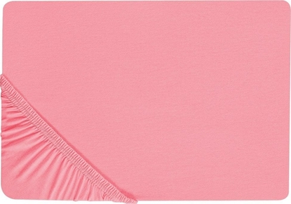 Изображение Beliani Baweniane przecierado z gumk 160 x 200 cm koralowe JANBU