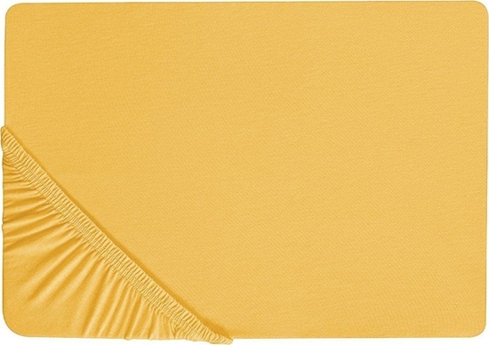 Изображение Beliani Baweniane przecierado z gumk 160 x 200 cm musztardowe JANBU