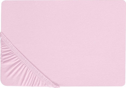 Изображение Beliani Baweniane przecierado z gumk 160 x 200 cm róowe JANBU