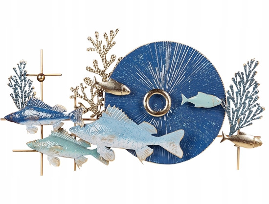 Изображение Beliani Dekoracja cienna Ryba BARIUM Metal Niebieski 48 cm