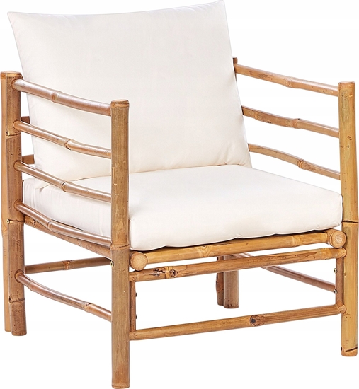 Изображение Beliani Fotel ogrodowy bambusowy zamana biel CERRETO