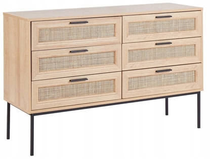 Изображение Beliani Komoda 6 szuflad fronty rattanowe jasne drewno PASCO