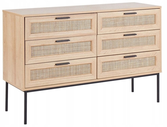 Изображение Beliani Komoda 6 szuflad fronty rattanowe jasne drewno PASCO