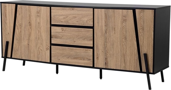 Изображение Beliani Komoda jasne drewno z czarnym BLACKPOOL