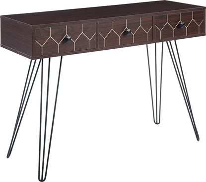 Picture of Beliani Konsola 3 szuflady ciemne drewno z czarnym MALSALA