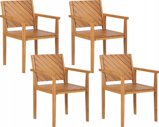 Picture of Beliani Krzeso ogrodowe Zestaw 4 Drewno Jasne drewno BARATTI