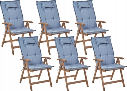 Picture of Beliani Krzeso ogrodowe Zestaw 6 Drewno Niebieski AMANTEA