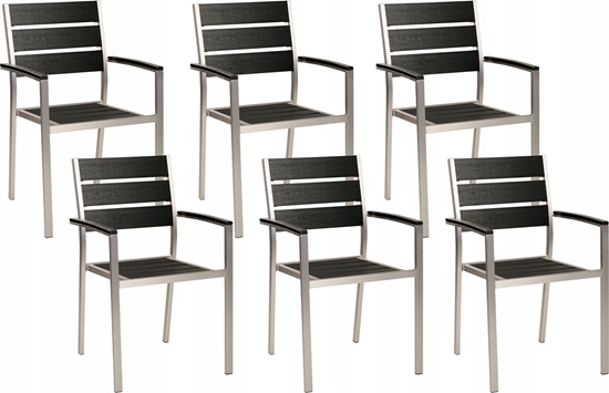 Picture of Beliani Krzeso ogrodowe Zestaw 6 MDF Czarno-srebrny VERNIO