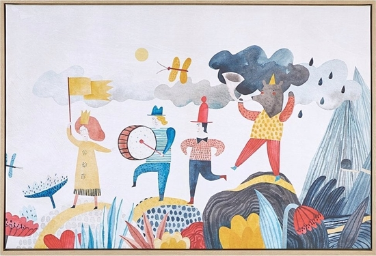 Picture of Beliani Obraz na pótnie w ramie postacie 93 x 63 cm wielokolorowy BIBBIENA