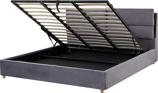 Picture of Beliani óko z pojemnikiem welurowe 180 x 200 cm szare BATILLY