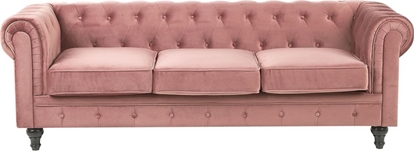 Изображение Beliani Sofa 3-osobowa welurowa róowa CHESTERFIELD