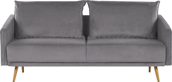 Изображение Beliani Sofa 3-osobowa welurowa szara MAURA
