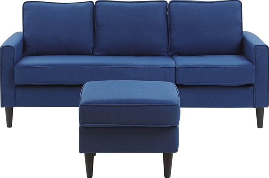 Изображение Beliani Sofa 3-osobowa z otoman ciemnoniebieska AVESTA