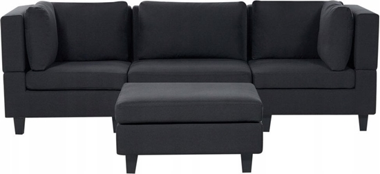 Изображение Beliani Sofa moduowa 3-osobowa z otoman czarna UNSTAD