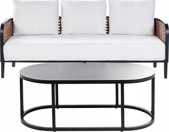Изображение Beliani Sofa ogrodowa 3-osobowa zamana biel MONTEFALCO