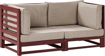 Изображение Beliani Sofa ogrodowa drewniana 2-osobowa mahoniowy brz TRANI