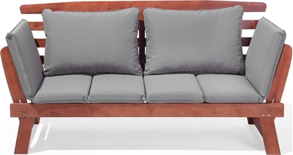 Изображение Beliani Sofa ogrodowa drewniana ciemna z regulowanymi podokietnikami PORTICI
