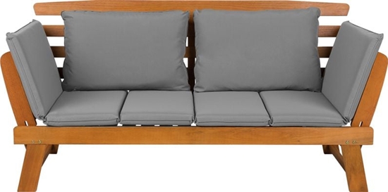 Изображение Beliani Sofa ogrodowa drewniana jasna z regulowanymi podokietnikami PORTICI