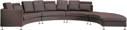 Изображение Beliani Sofa póokrga 7-osobowa skórzana moduowa brzowa ROTUNDE