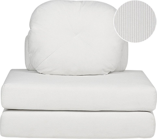 Picture of Beliani Sofa rozkadana jednoosobowa sztruksowa biaa OLDEN