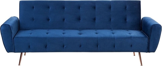 Picture of Beliani Sofa rozkadana welurowa ciemnoniebieska SELNES
