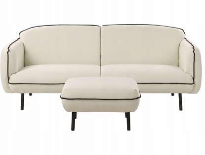 Изображение Beliani Sofa trzyosobowa z otoman jasnobeowa TONSBERG