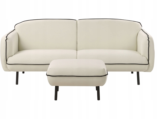 Изображение Beliani Sofa trzyosobowa z otoman jasnobeowa TONSBERG