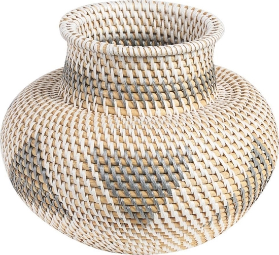 Изображение Beliani Wazon dekoracyjny rattanowy 22 cm biao-szary ASAHAN