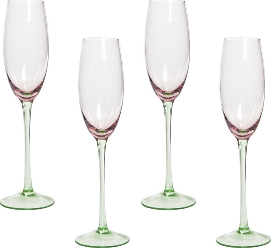 Изображение Beliani Zestaw 4 kieliszków do szampana 200 ml róowo-zielony DIOPSIDE