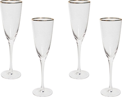Изображение Beliani Zestaw 4 kieliszków do szampana ze zot obwódk 250 ml TOPAZ