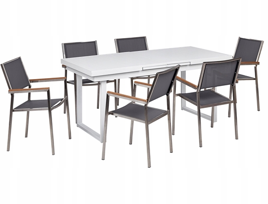 Изображение Beliani Zestaw ogrodowy dla 6 osób VALCANETTO/GROSSETO Metal Szary/ biay