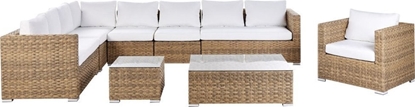 Picture of Beliani Zestaw ogrodowy moduowy z technorattanu 8-osobowy prawostronny jasnobrzowy XXL