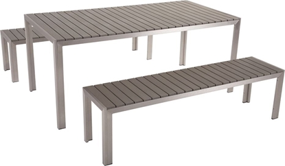 Picture of Beliani Zestaw ogrodowy stó i 2 awki szary NARDO