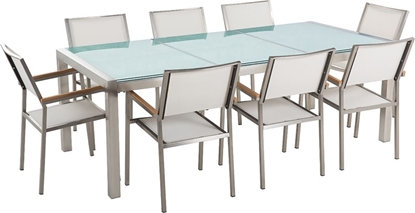 Picture of Beliani Zestaw ogrodowy stó szko tuczone dzielony blat i 8 krzese biaych GROSSETO