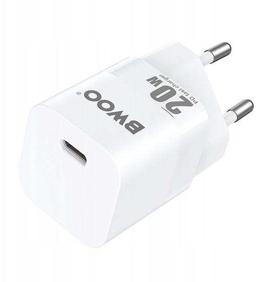 Picture of BWOO CDA155 PD wall charger 1x USB-C port 1A 20W white