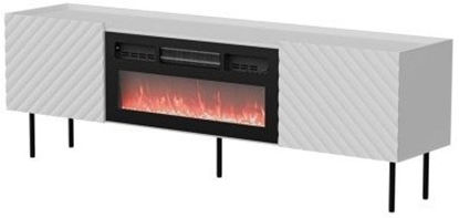 Attēls no Cama Szafka RTV LUCCA 180x40x59 biay + kominek czarny