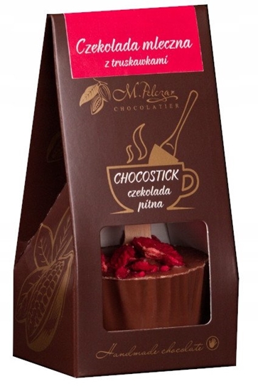 Изображение M.Pelczar Chocolatier Chocostick - Czekolada mleczna z nut truskawek 60g