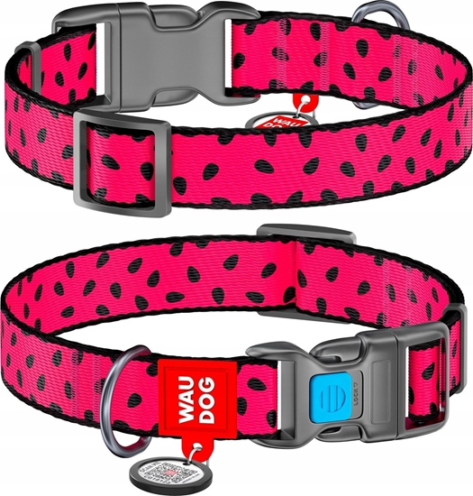 Изображение Collar WAU DOG OBROA NYLON Z ADRESÓWK QR       25mm/33-49cm ARBUZ