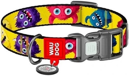Picture of Collar WauDog Nylon Obroa nylonowa z QR-paszportem, plastikowy fastex, wzór FUTRZANE POTWORY, S 15mm/25-35cm