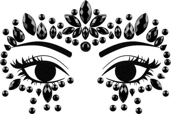 Picture of Dekoracja na twarz Krysztaki czarne 15x9cm