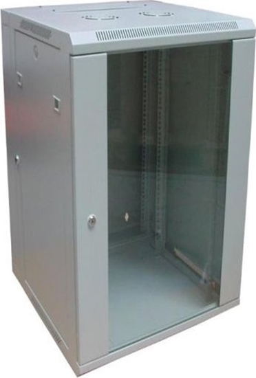 Изображение Digitus Szafa sieciowa wiszca 19" 18U rack 600x600, drzwi szyba, szary, dzielona, zoona, 60kg