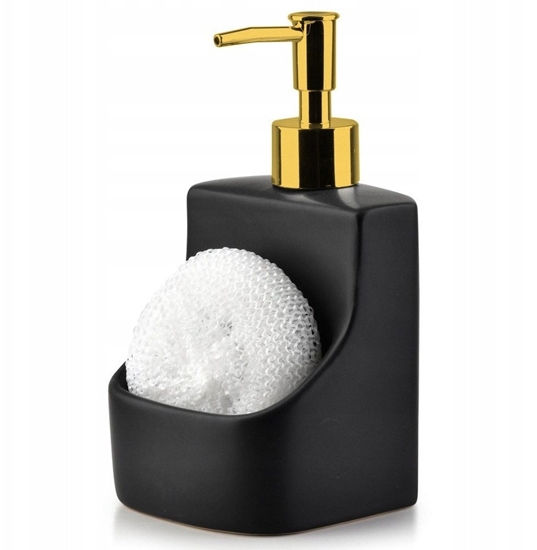 Picture of Dozownik do pynu do naczy z pojemnikiem na gbk czarny GOLD 400ml VILDE 568007