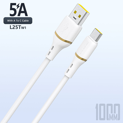 Attēls no Dudao L25T USB-A - USB-C Silicone Cable 5A 1m - Wh