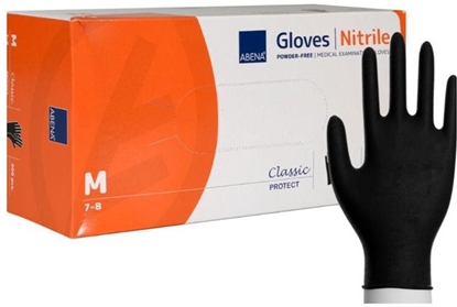 Изображение Examination glove, ABENA Classic Protect, M, black, nitrile, powder-free - (200 pcs.)