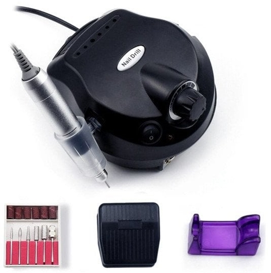 Picture of Extralink Nail drill black, manicure pedicure professional 65W + set of drills