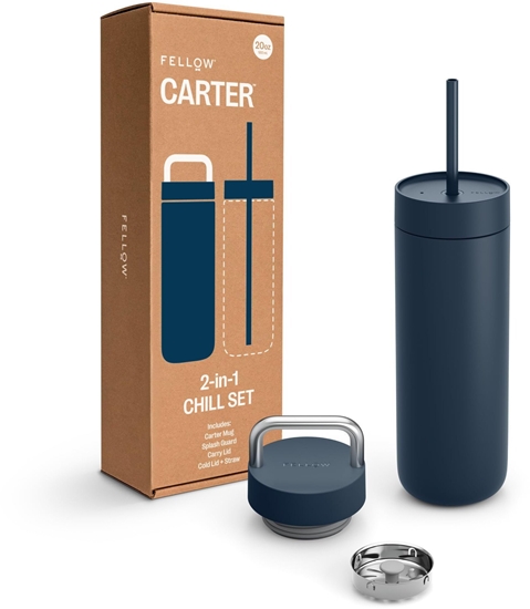 Изображение Fellow - Carter Chill Set 2 w 1 - Kubek termiczny + 2 nakrtki - Granatowy 591 ml