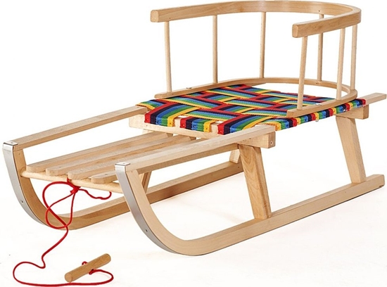 Picture of GreenBlue Sanki drewniane z oparciem brzowe (GB138)