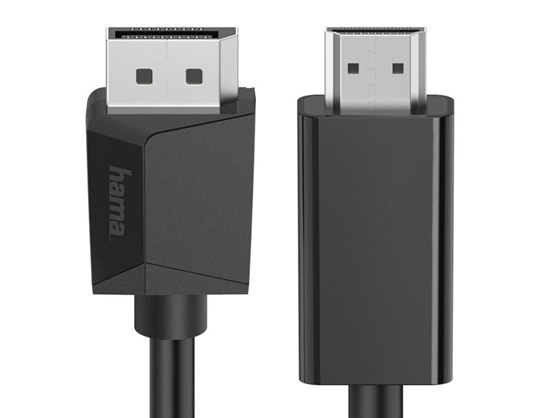 Изображение Hama Video Cable, DisplayPort Plug - HDMI Plug, Ultra-HD 4K, 1.50 m